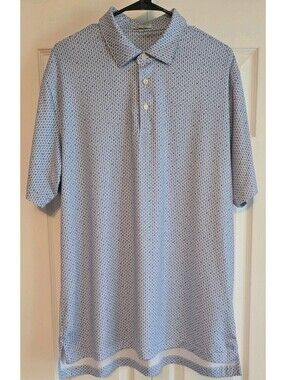 Peter Millar Summer Comfort Polo Short Sleeve Shirt Martini Blue Golf Mens Sz L